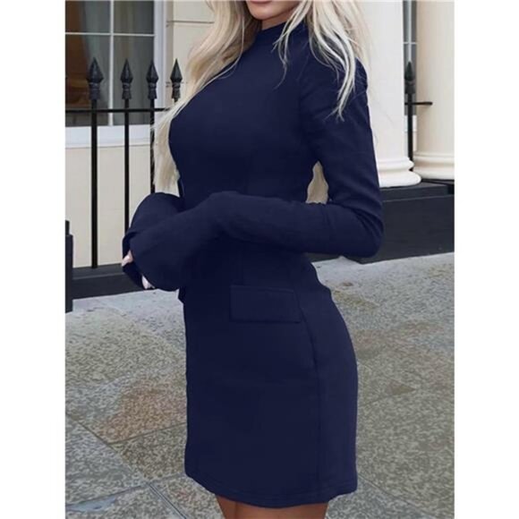 Long Sleeve Bodycon Mini Dress with Pockets - Picture 13 of 16